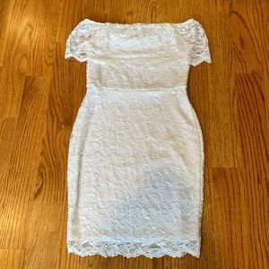 White Lace Off the Shoulder Guess Dress